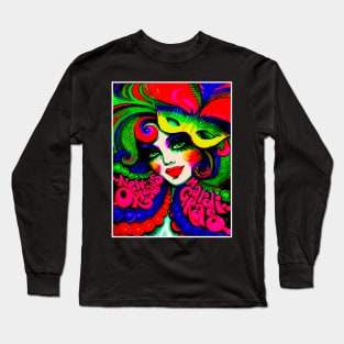 Mardi Gras : Colorful Abstract New Orleans Advertising Print Long Sleeve T-Shirt